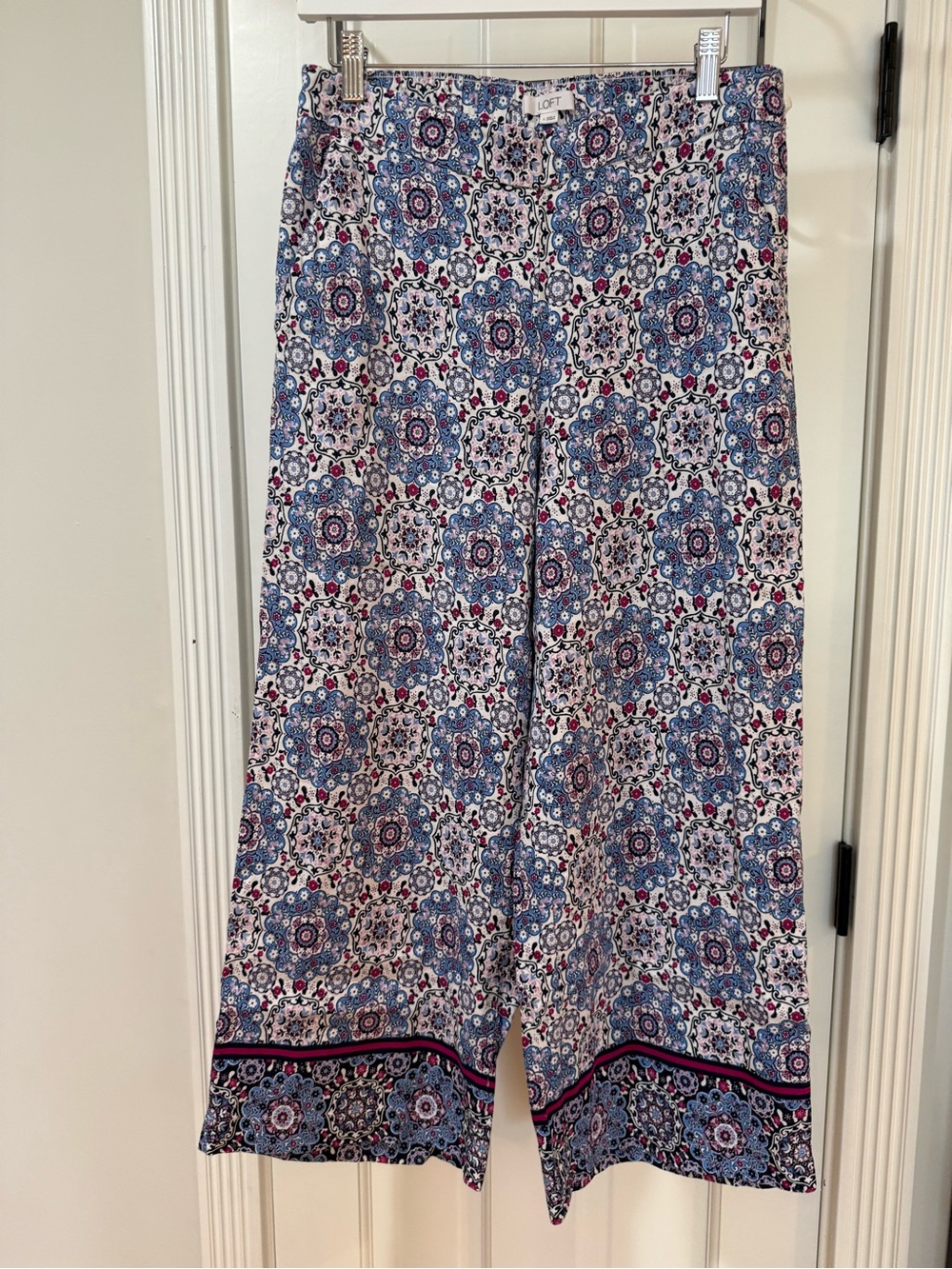 LOFT Blue, White & Pink Floral Medallion Pants